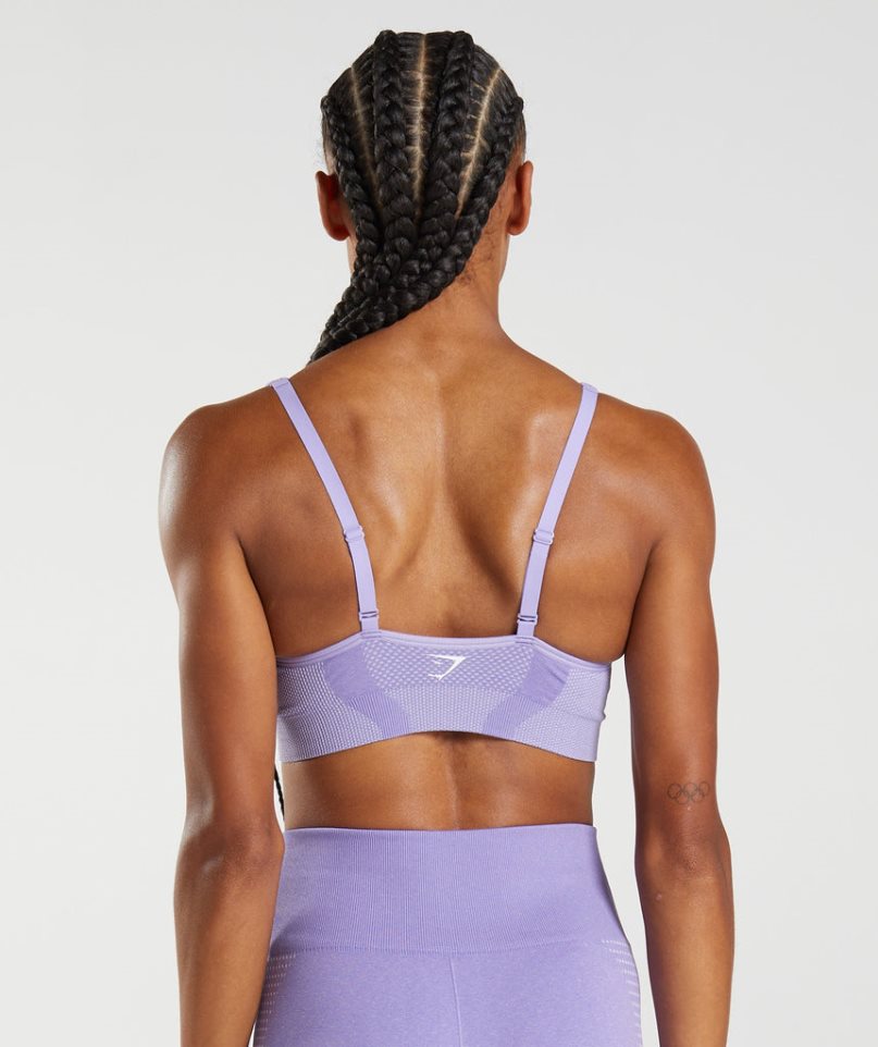 Women's Gymshark Vital Seamless 2.0 V Neck Sports Bra Purple | CA 307N16